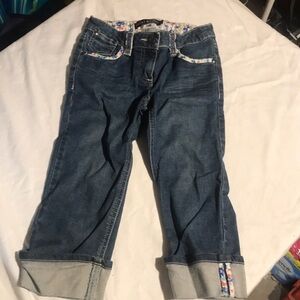 Mini Boden girls cuffed Capri Blue Jeans